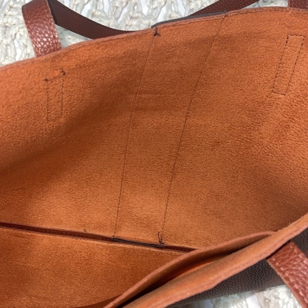 Vince Camuto Pebble Brown leather with black leather strip shoulder bag. - Picture 7 of 7